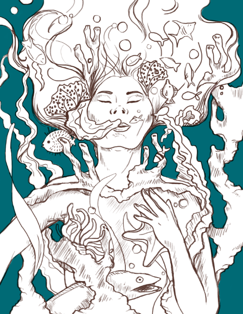 502x648 Underwater Sketch Megan Leitschuh - Underwater Sketch