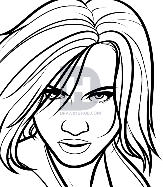 625x720 How To Draw Kate Beckinsale, Underworld, Step By Step, Drawing - Underworld Sketch