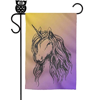 425x425 Kaiui Aidof Decorative Garden Flags Black Unicorn Head - Unicorn Head Sketch