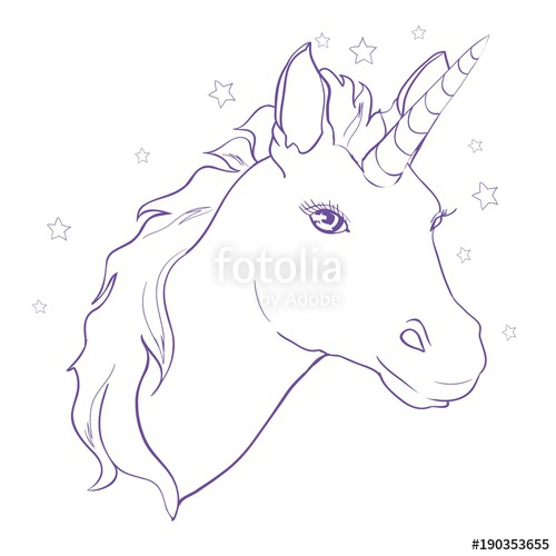 500x500 Sketch Unicorn, Hand Drawn Ink Illustration.unicorn Horse Animal - Unicorn Horn Sketch