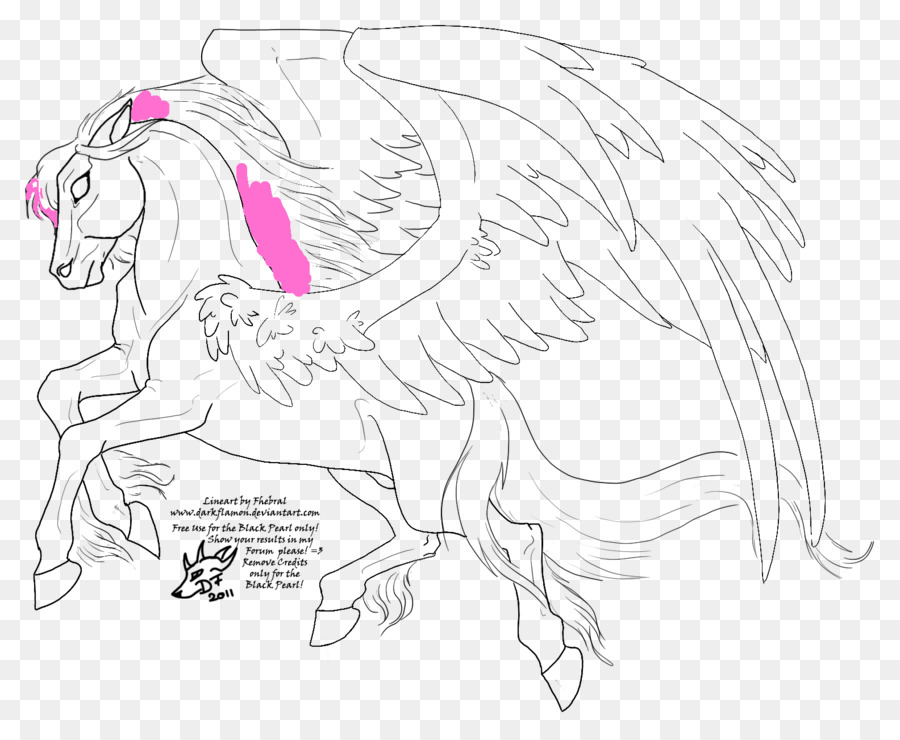 900x740 Horse Pony Line Art Drawing - Unicorn Horn Sketch