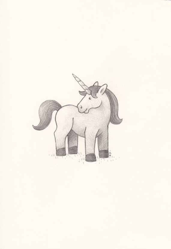 570x827 Original Pencil Drawing Of A Unicorn Etsy - Unicorn Pencil Sketch