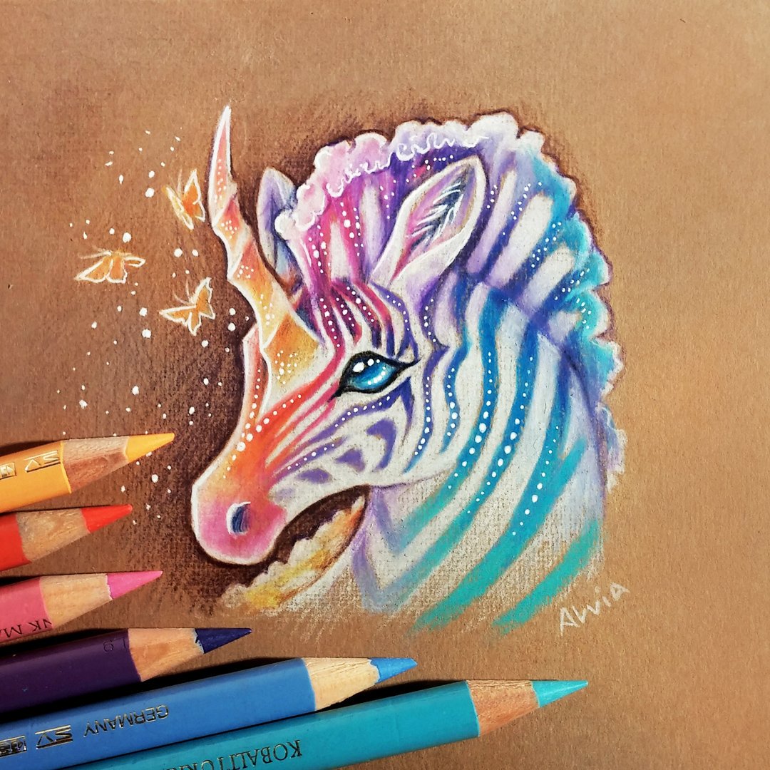 Unicorn color pencil drawing retywhatis