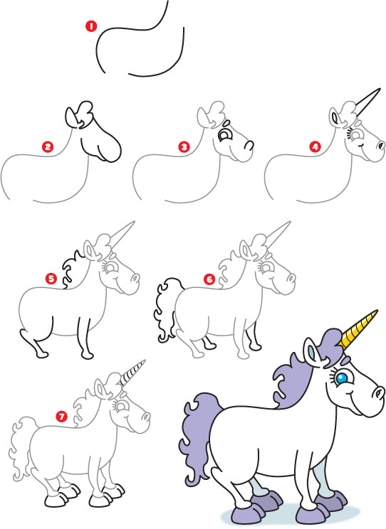 542x744 How To Draw A Unicorn Kid Scoop - Unicorn Sketch For Kids