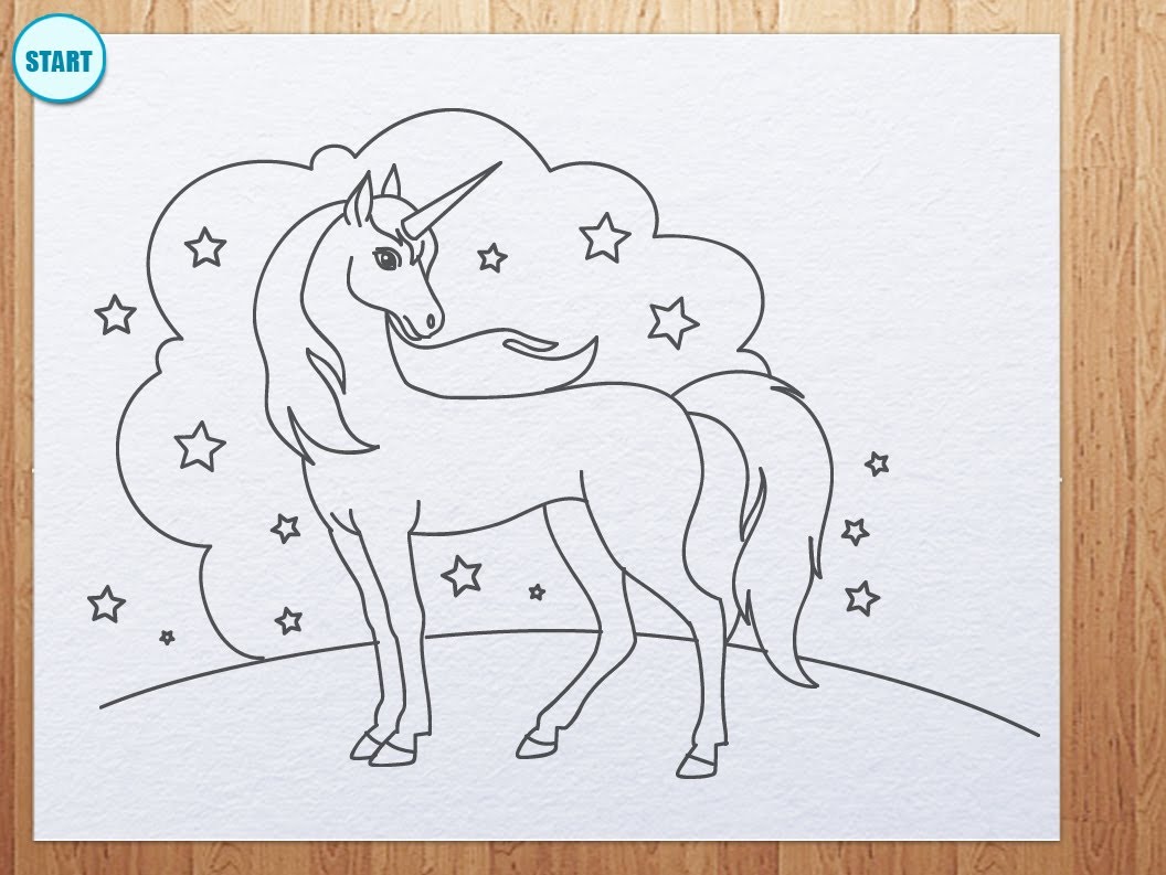 1056x793 How To Draw Unicorn - Unicorn Sketch For Kids