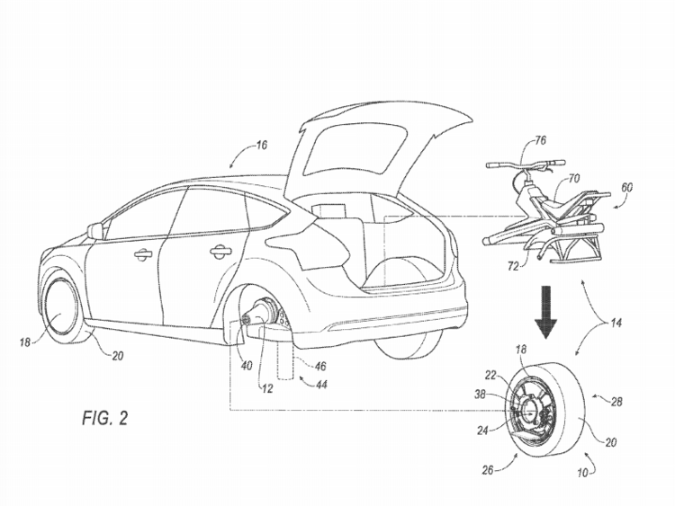 750x563 Ford Wants To Transform Your Car Into An Electric Unicycle - Unicycle Sketch