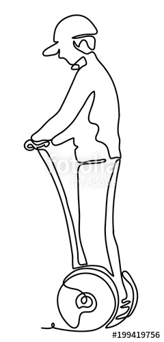 240x500 Illustration Of Young Man Riding Monocycle. One Wheeled, Self - Unicycle Sketch