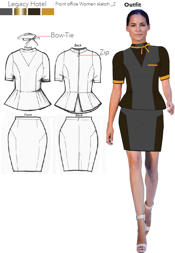 575x834 Chic Hotel Uniform Designs By Chaow Rata - Uniform Sketch