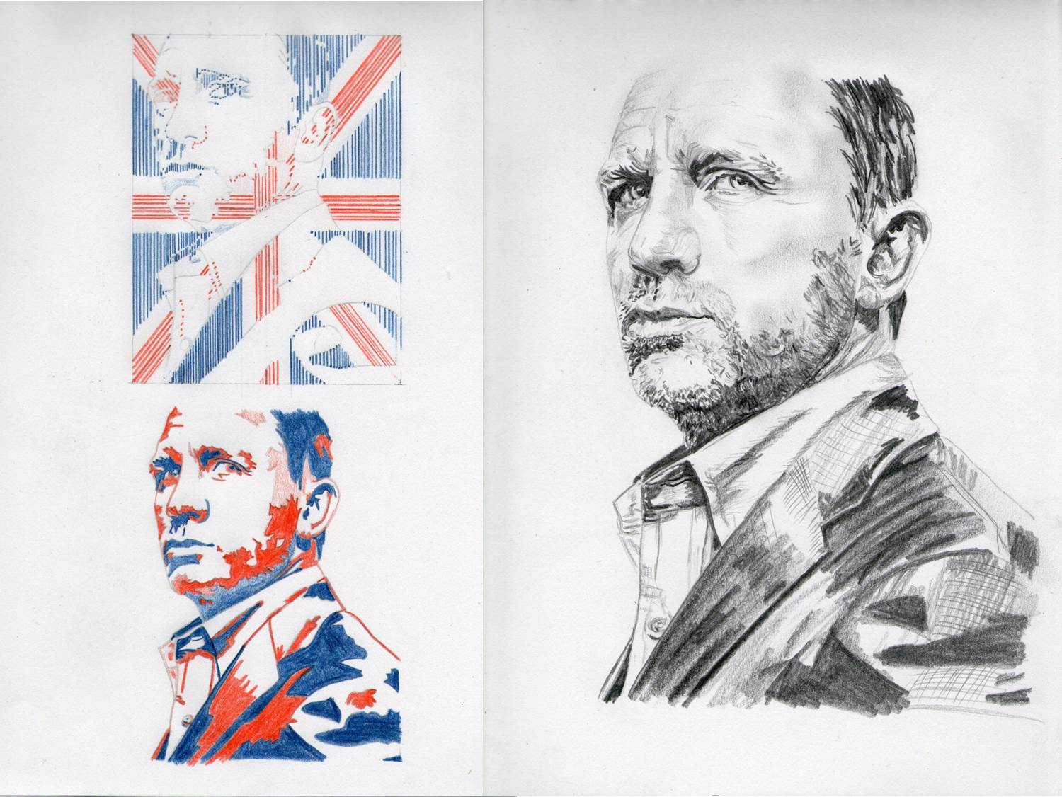 1500x1126 The Story Of A Painting Daniel Craig In The Union Jack Stranger - Union Jack Sketch