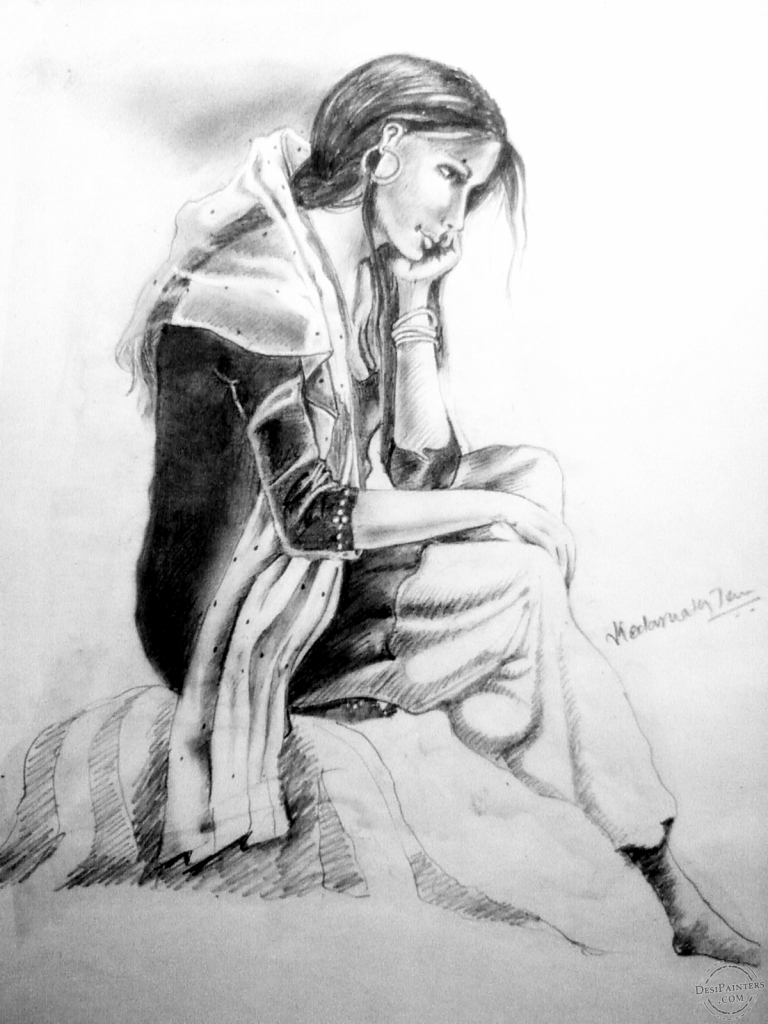 768x1024 Unique Sketch Sad Girls Drawings Library Girl Sketches Sad Girl - Unique Sketch Ideas