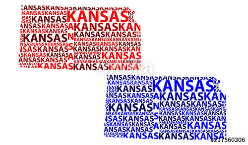 500x293 Sketch Kansas (United States Of America) Letter Text Map, Kansas - United States Sketch