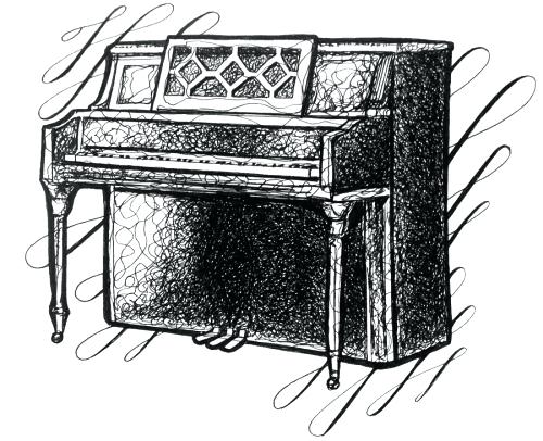 500x406 Surprising Piano Drawing Breathtaking - Upright Piano Sketch