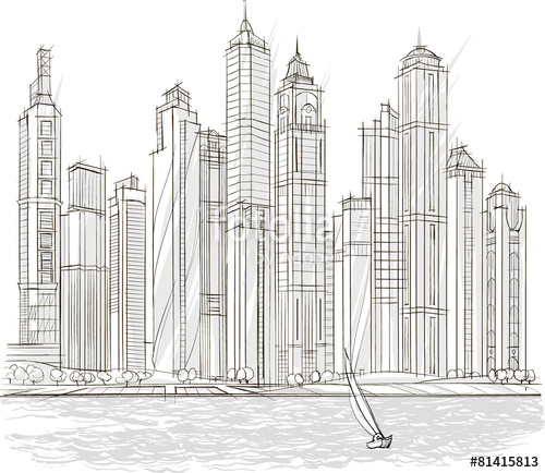 500x434 Architecture Sketch, City Landscape Stock Image And Royalty Free - Urban Landscape Sketch