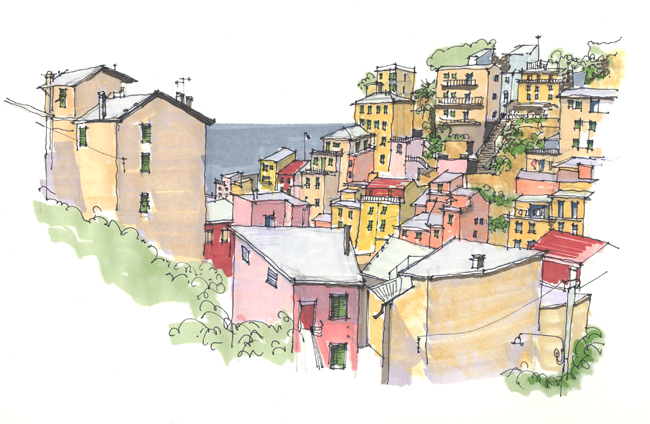 650x424 Black And White Sketches Of Urban Landscapes In Europe By - Urban Landscape Sketch