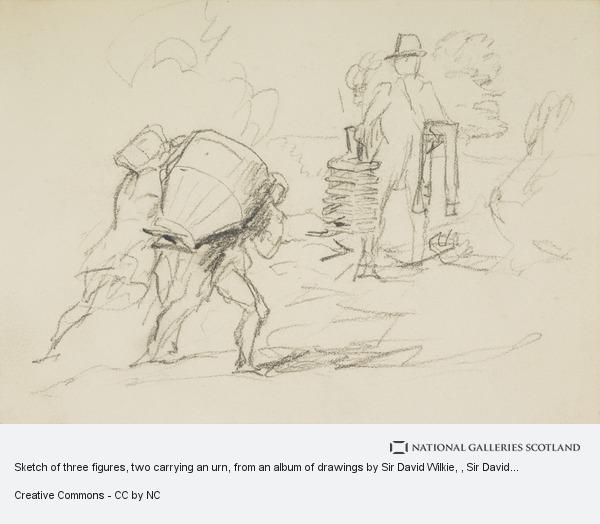 600x524 Sketch Of Three Figures, Two Carrying An Urn, From An Album Of - Urn Sketch