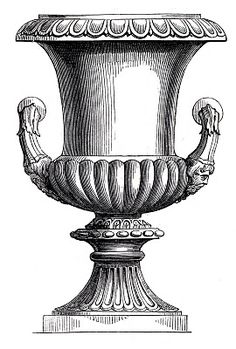 236x349 Vintage Clip Art - Urn Sketch