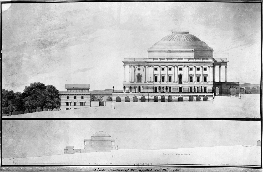 1000x656 Us Capitol Sketch 1810 Nbenjamin H Latrobes Sketch 1810 Of The - Us Capitol Sketch