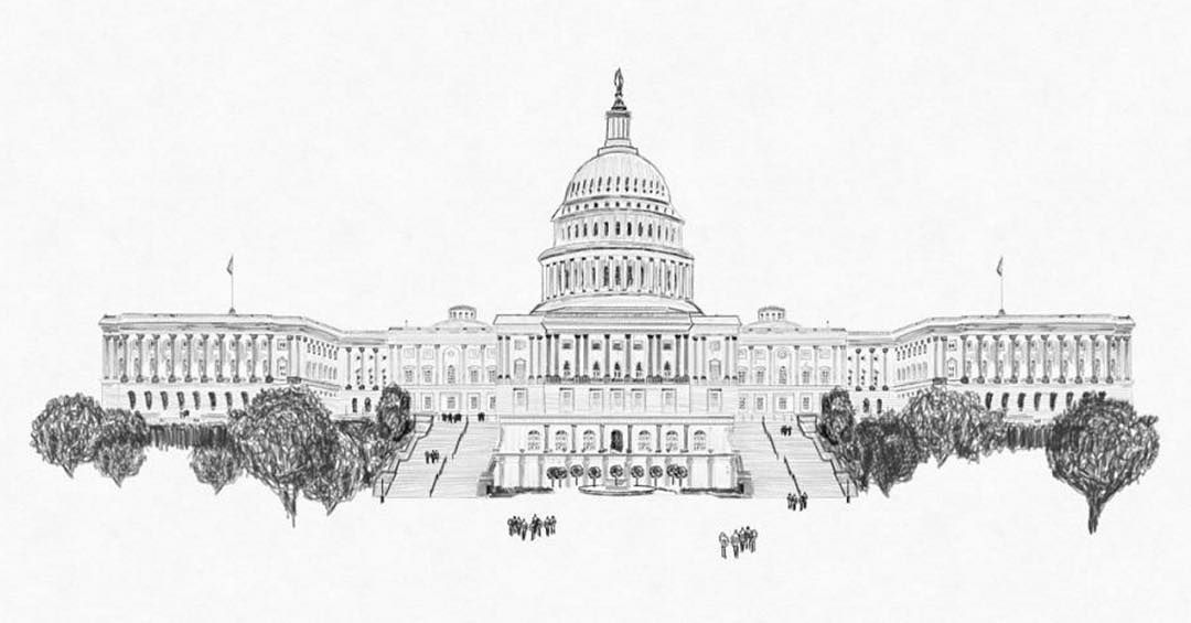 1080x565 A Beautifully Detailed Sketch Of The Us Capitol Building Drawn By - Us Capitol Sketch
