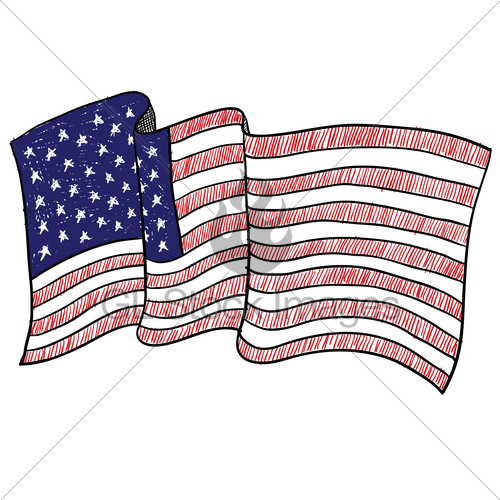500x500 American Flag Sketch Gl Stock Images - Us Flag Sketch