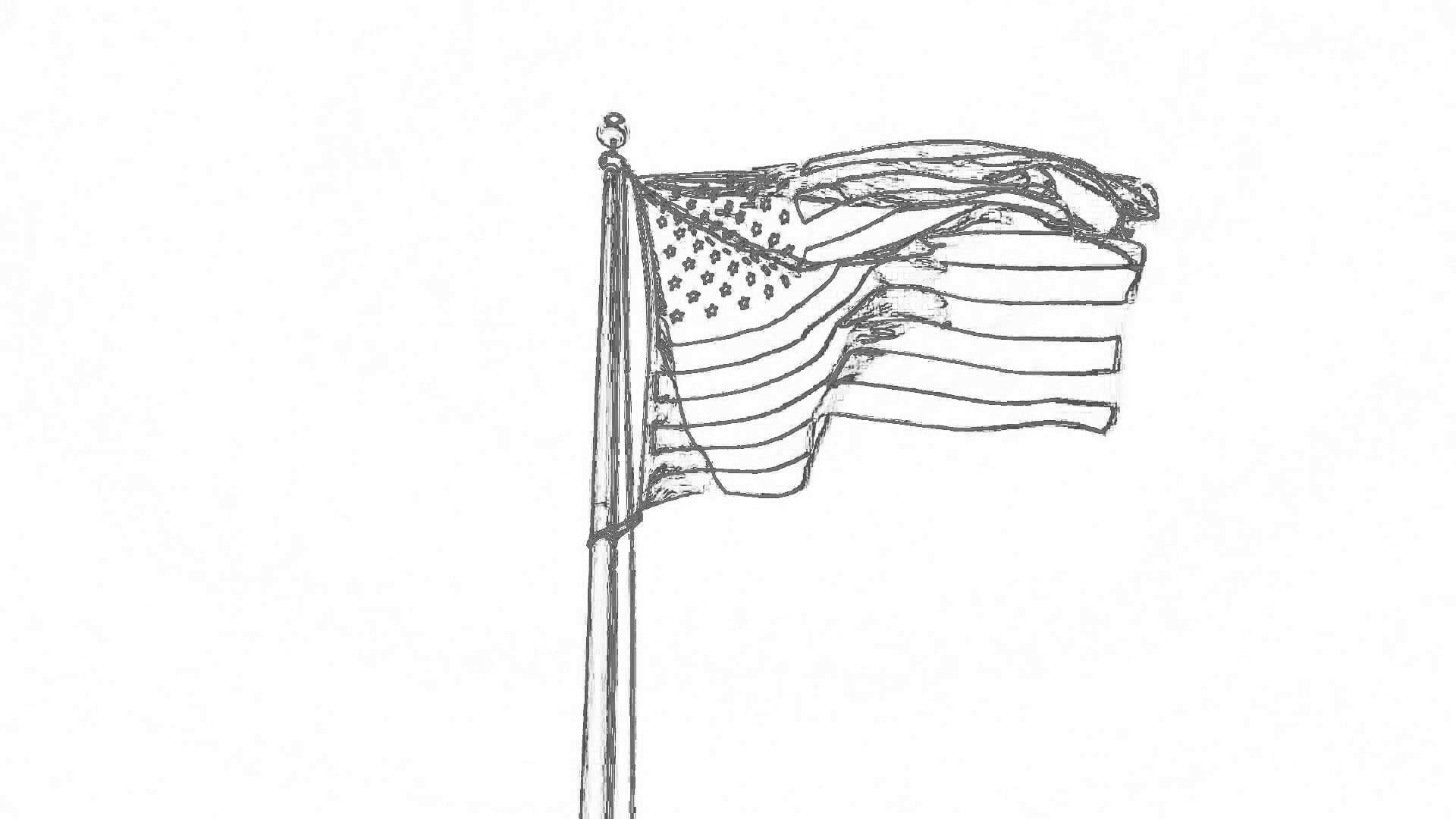 1920x1080 American Flag Sketch Animation - Us Flag Sketch