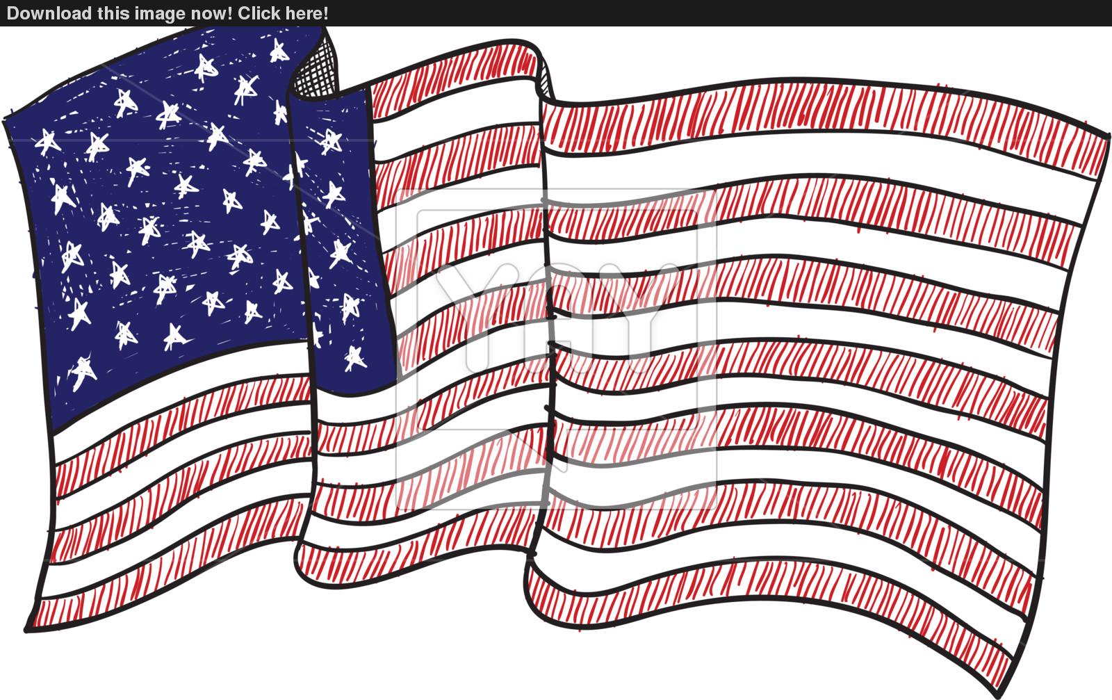 1600x1007 American Flag Sketch Vector - Us Flag Sketch