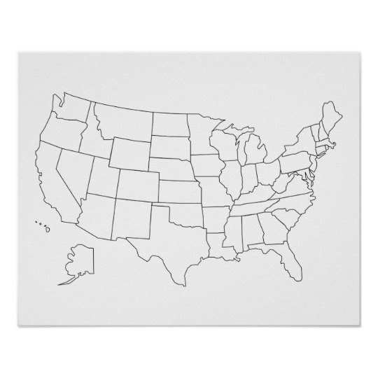 540x540 United States Blank Map Us Outline Poster - Us Map Sketch