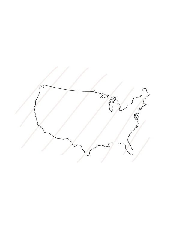 570x760 Map Of Usa In Outline Hand Drawing Style Real Hand Drawing Etsy - Usa Map Sketch