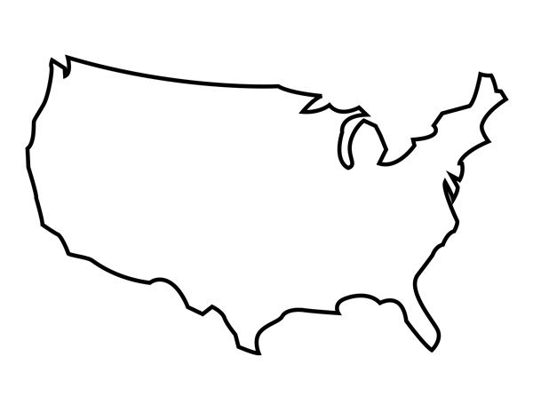 600x464 Printable United States Outline Artcraft Stenciled - Usa Map Sketch