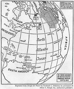 250x300 Ww2. Uk War Zone Declared, Berlin. Uk Bases Handed To Usa 1940 - Usa Map Sketch