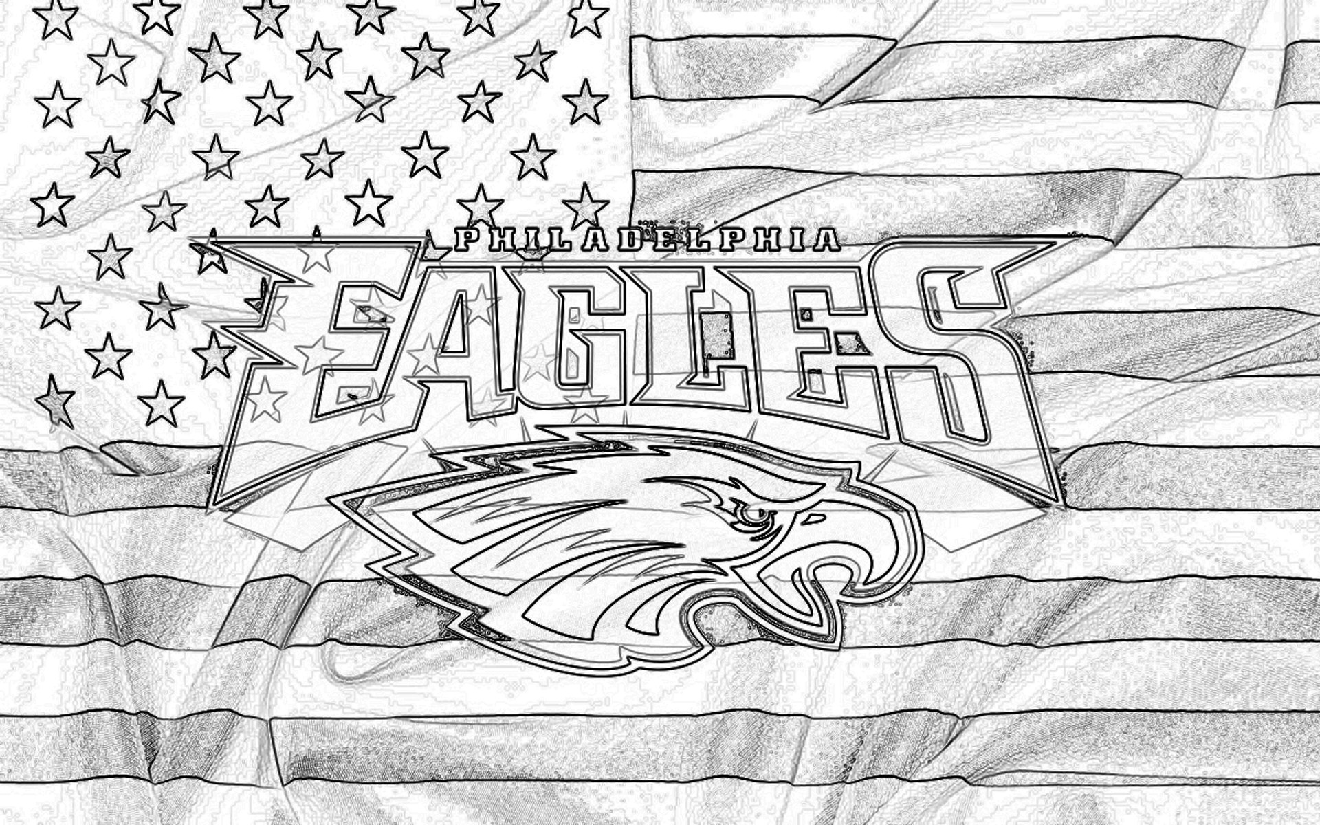 1920x1200 Philadelphia Eagles Logo On Usa Flag Sketch 1920x1200 Wide Nfl - Usa Sketch