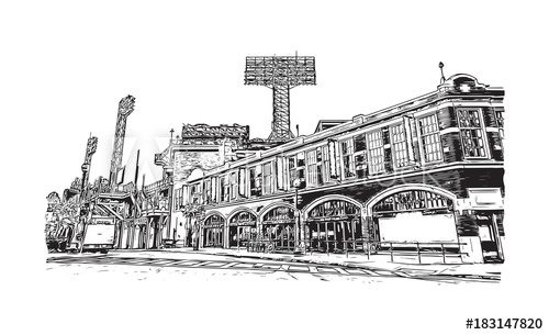 500x305 Sketch Illustration Of Fenway Park Boston, Usa In Vector. - Usa Sketch