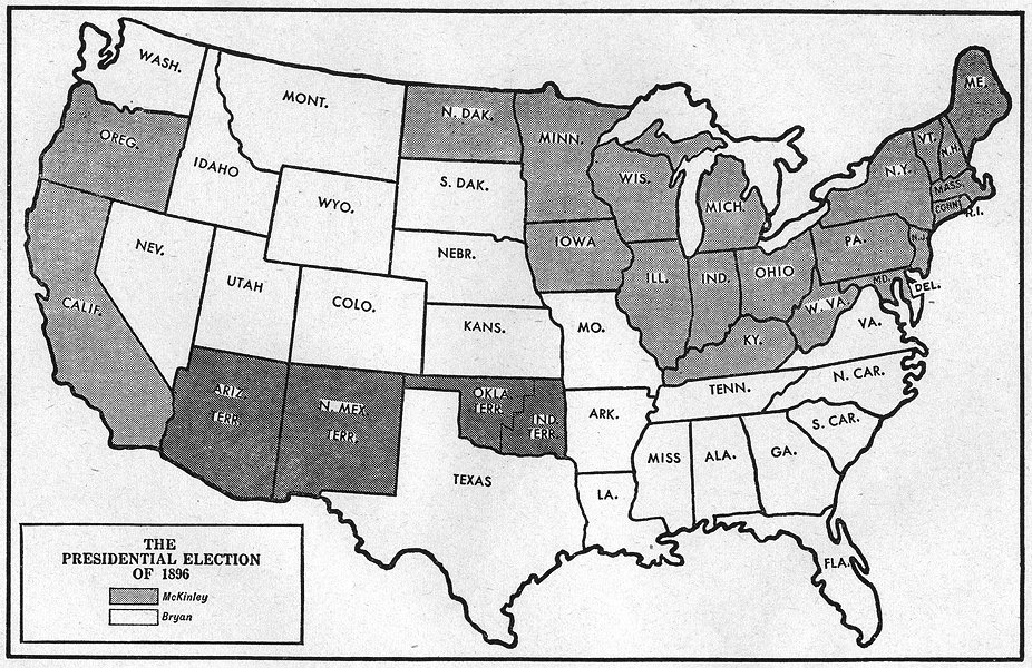 926x600 Usa Presidential Election 1896 Sketch Map 1942 - Usa Sketch