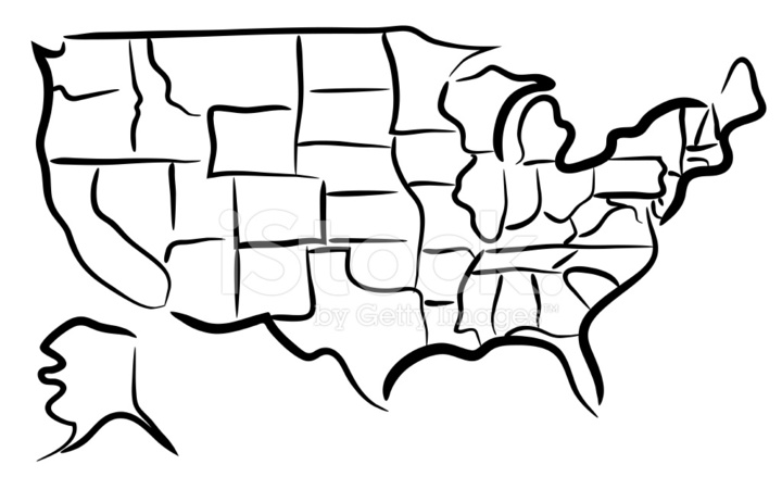 720x439 Usa Sketch Map Stock Vector - Usa Sketch