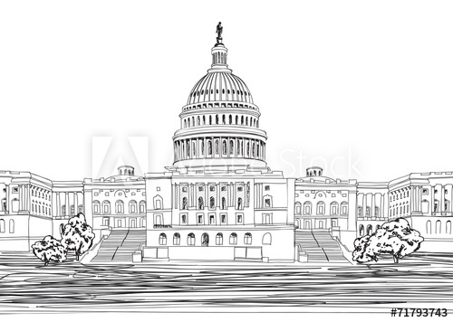 500x356 Washington Dc. United States Capitol Hill, Usa. Sketch Cityscape - Usa Sketch