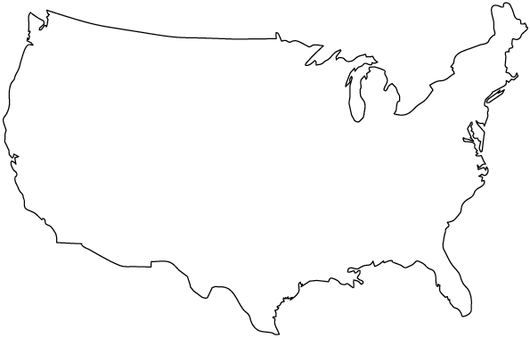 595x379 United States Outline Map - Usa Sketch Map
