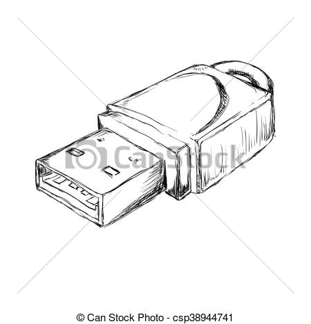 450x470 Usb Sketch Icon. Gadget And Technology Design. Vector Graphic - Usb Sketch