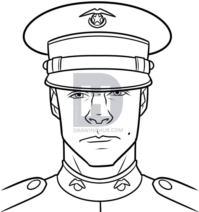 674x720 How To Draw A Marine, Step By Step, Drawing Guide, By Darkonator - Usmc Sketch