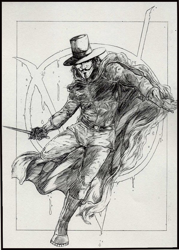 V For Vendetta Sketch at PaintingValley.com | Explore collection of V ...