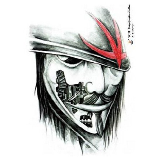 550x550 Movie V For Vendetta Tattoo For Men Cool V Tattoo Stickers 2 In - V For Vendetta Sketch