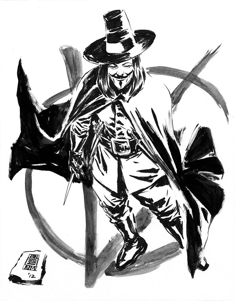 750x961 Sketch V For Vendetta Jun Bob Kim Draws Comic Art, Commissions - V For Vendetta Sketch