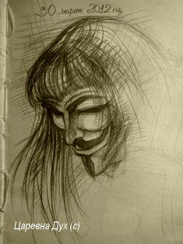 375x500 V For Vendetta V By Tsarevnaduh - V For Vendetta Sketch