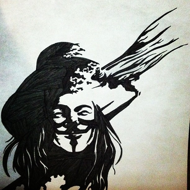 612x612 V For Vendetta Drawing. - V For Vendetta Sketch
