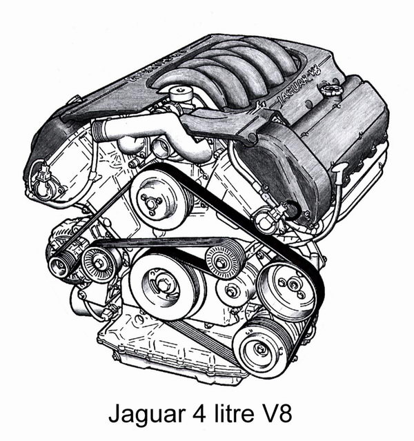 600x639 Engine Drawing, Pencil, Sketch, Colorful, Realistic Art Images - V8 Engine Sketch