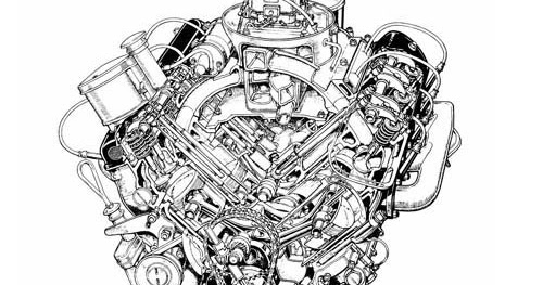 V8 Engine Sketch at PaintingValley.com | Explore collection of V8 ...