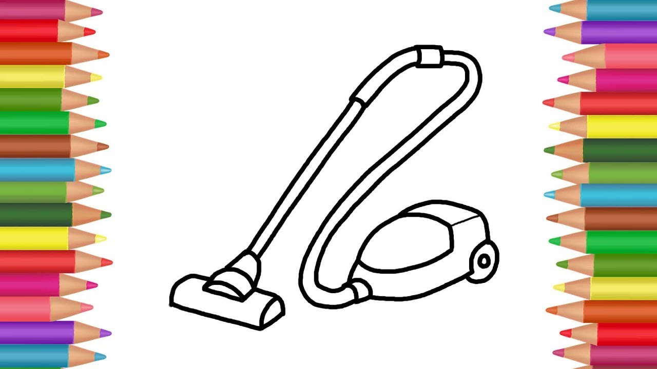 1280x720 How To Draw A Vacuum Cleaner Drawing And Coloring Book For Kids - Vacuum Sketch