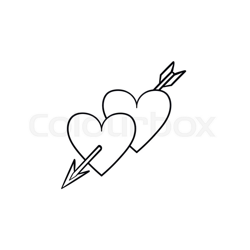 800x800 Hearts With Cupid Arrow Hand Drawn Outline Doodle Icon. Valentine - Valentine Heart Sketch