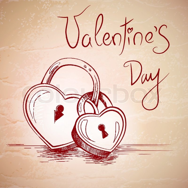 800x800 Valentine Sketch Card With Two Hearts Stock Vector Colourbox - Valentine Heart Sketch