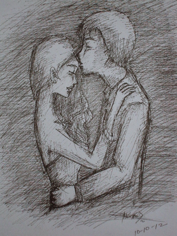 600x800 Kiss On The Forehead With Valentine As A Back Ground Music - Valentine Sketches