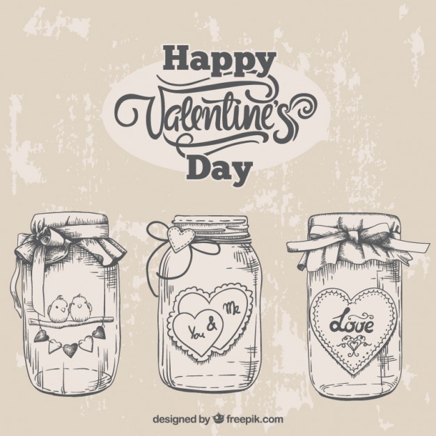 626x626 Sketches Valentine Jars Vector Free Download - Valentine Sketches