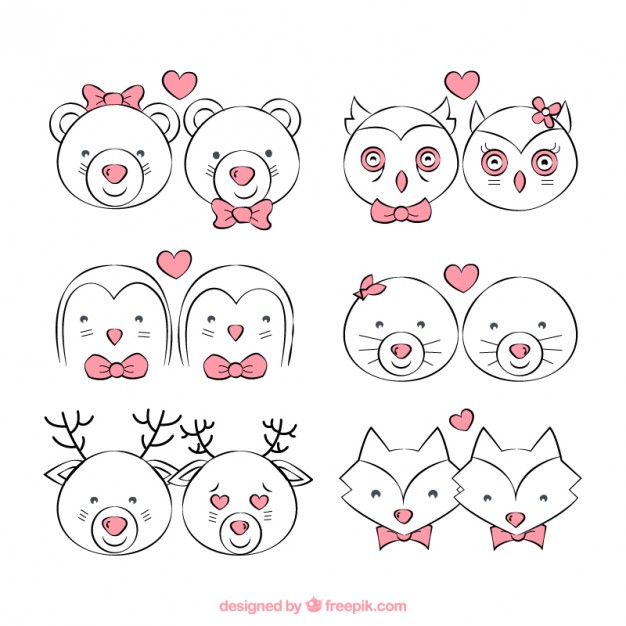 626x626 Sketches Animals Valentine Day Stock Images - Valentines Day Sketches